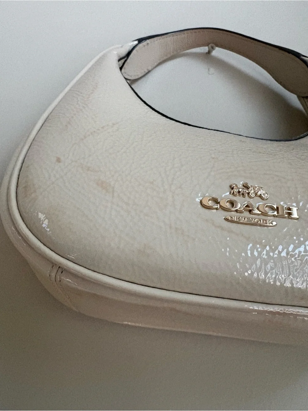 COACH Carmen Mini Bag fast shipping no straps EUC beige color